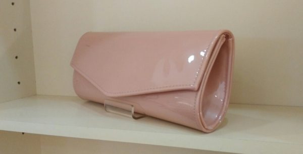 Nude Pink Patent Clutch Bag