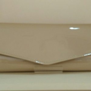 Almond Nude Patent Clutch Bag