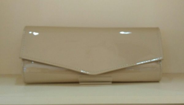 Almond Nude Patent Clutch Bag