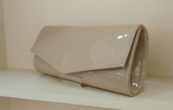 Almond Nude Patent Clutch Bag