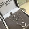Absolute Sterling Silver SN110SL 3 Layer Circle Necklace