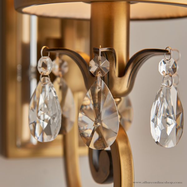 Antique Brass Single Wall & Beige Shade - Image 2