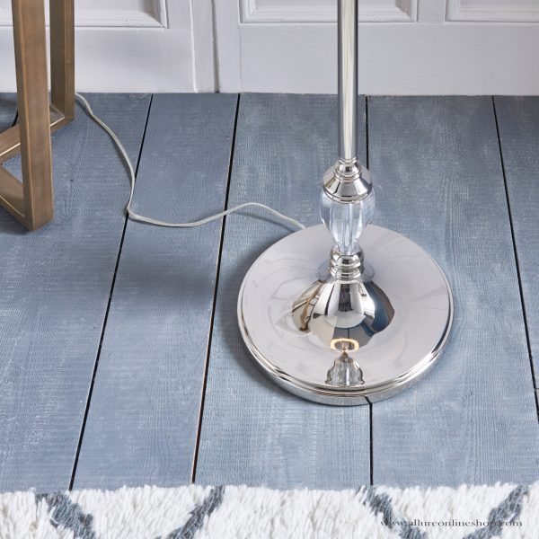 Nickel Floor With Crystal Embellishments & Beige Shade - Image 4