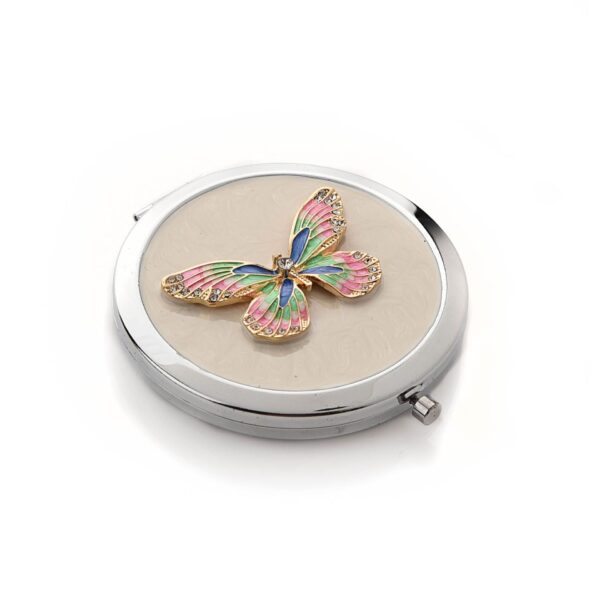 Sophia Pink & Blue Butterfly Compact Mirror
