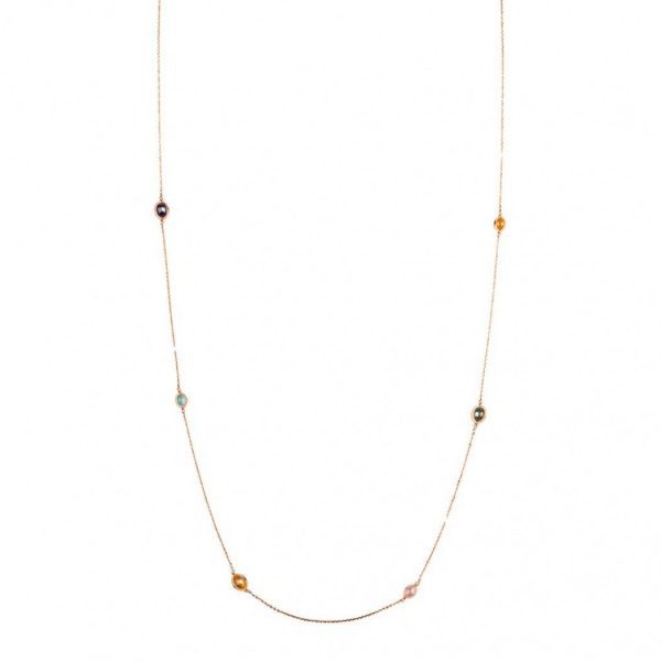 Rebecca Rio Necklace With 5 Hydrothermal Stones Gold