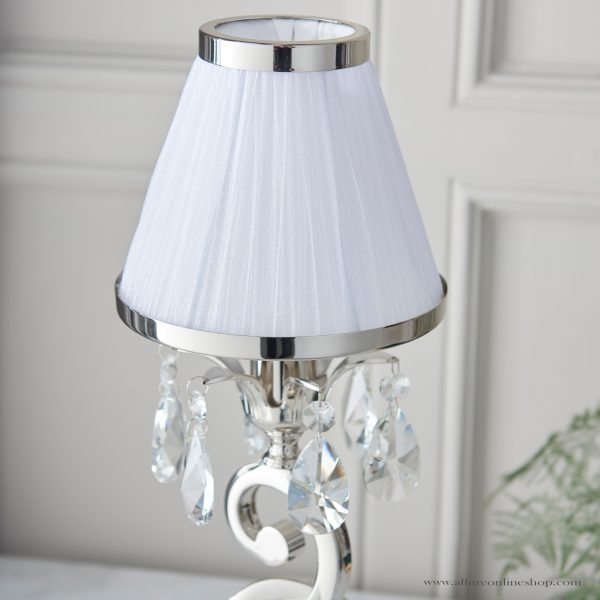 Nickel Small Table & White Shade - Image 2