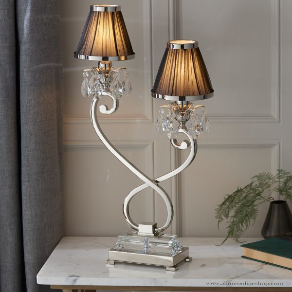 Nickel Small Table & Black Shade