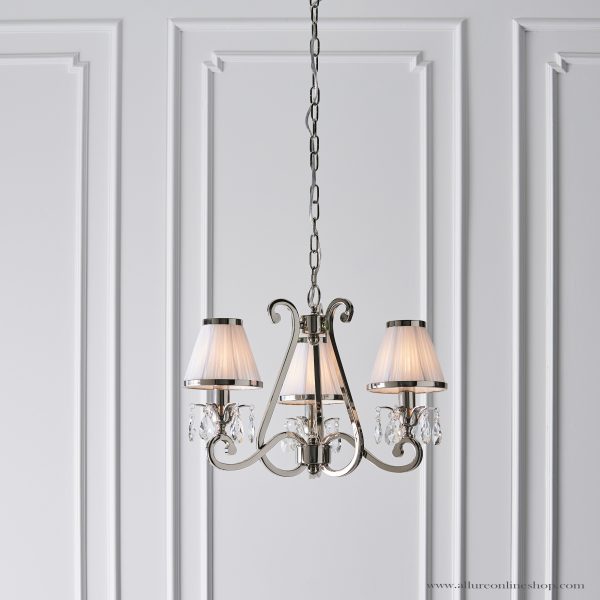 Nickel 3lt Pendant & White Shades - Image 3