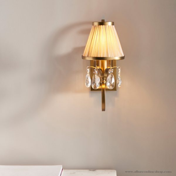 Antique Brass Single Wall & Beige Shade - Image 3