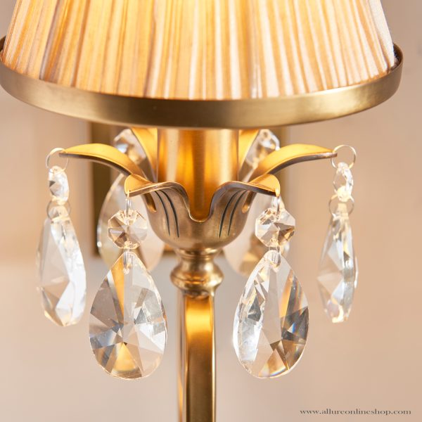 Antique Brass Single Wall & Beige Shade - Image 4