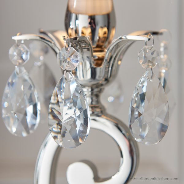 Nickel Small Table & White Shade - Image 2